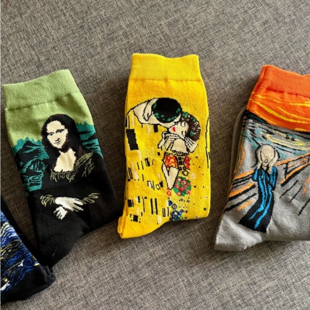 3 Pairs Novelty Artist Art Socks Famous Paintings NWOT